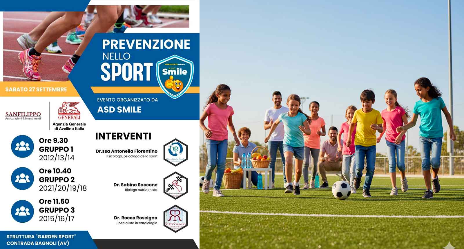 Generali Avellino Italia e ASD Smile in prima linea per la prevenzione nello sport